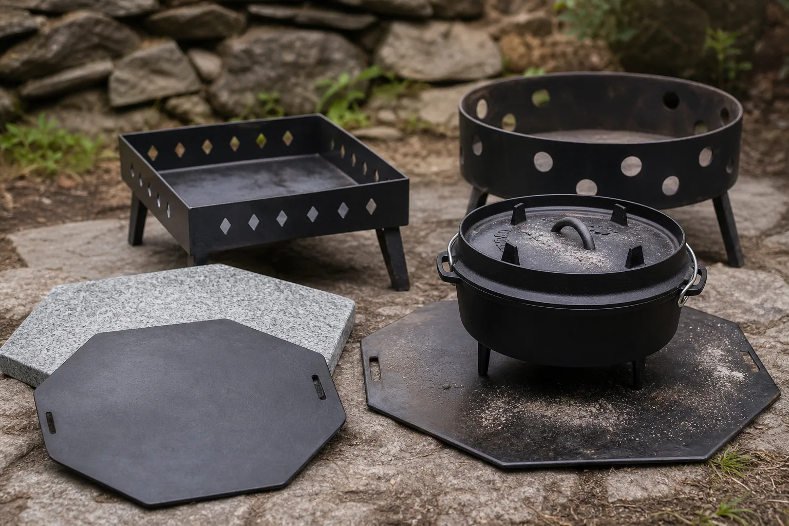 Die besten Feuerstellen und Unterlagen fuer sicheres Dutch Oven Kochen