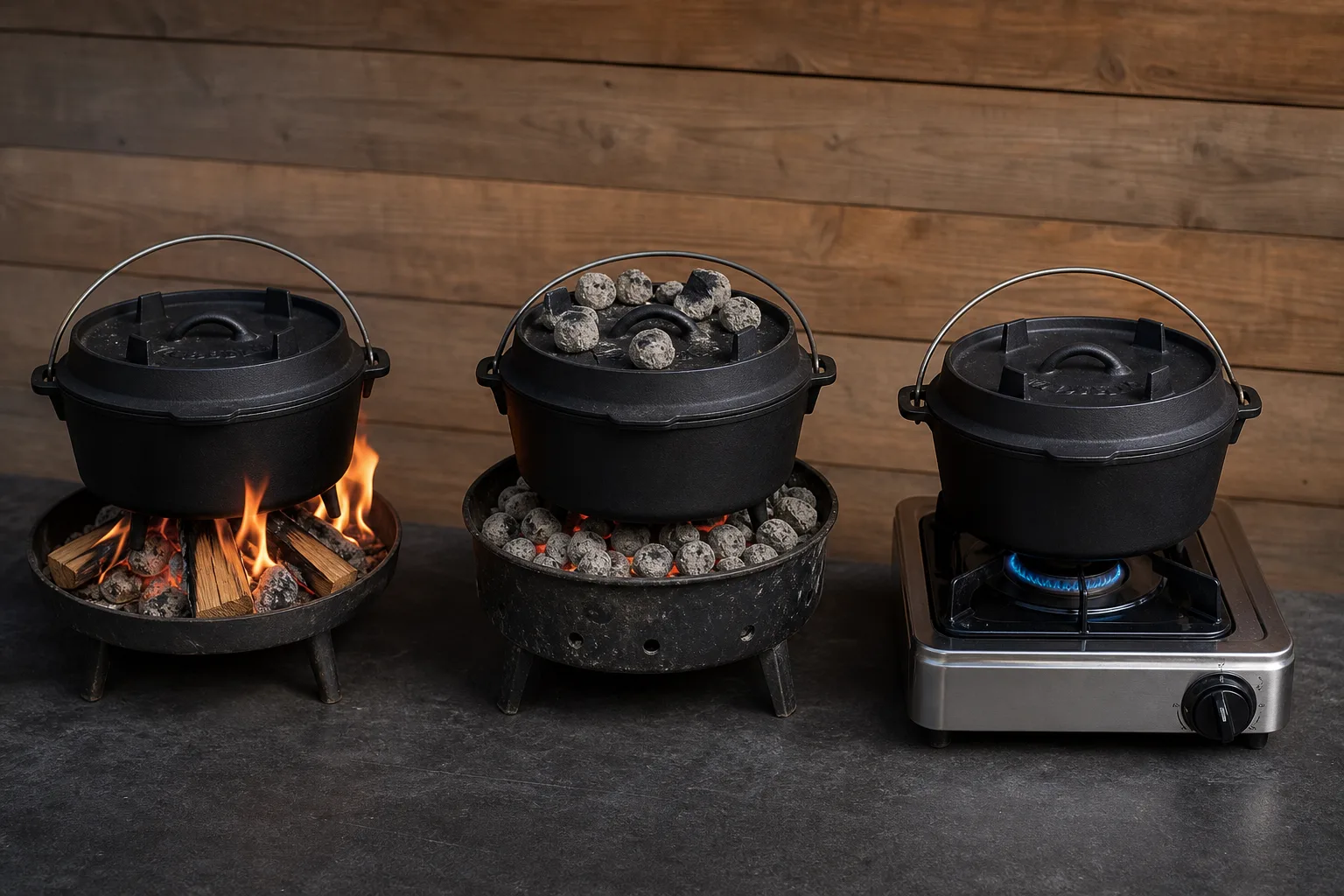 Dutch Oven Feuerarten: Holzfeuer, Kohle und Gas optimal nutzen fuer beste Ergebnisse